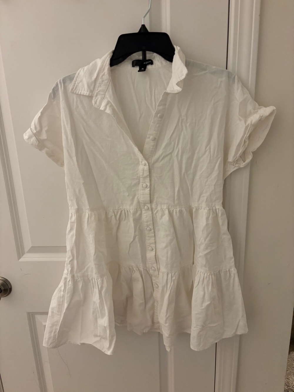 Aqua Mini Shirt Dress White